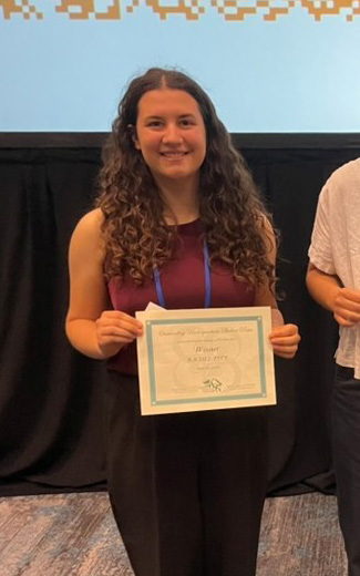 Rachel Pitt with her award certificate